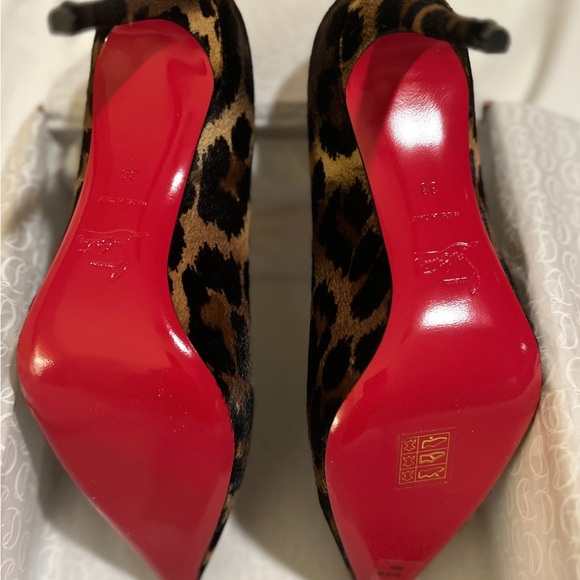 Christian Louboutin NEW Kate Pump👠NIB 85mm Kitty Leopard Print Pony Hair SZ 38 - Picture 9 of 13